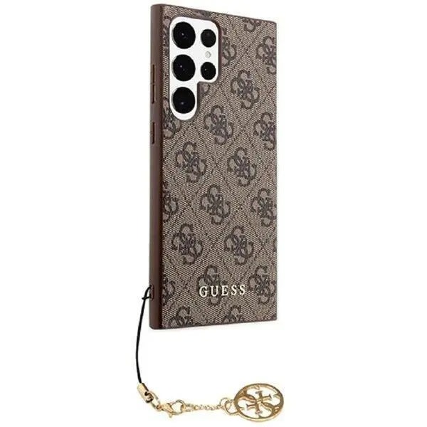 Eredeti kemény TPU tok Guess "Charms" Samsung Galaxy S24 Ultra készülékekhez - barna