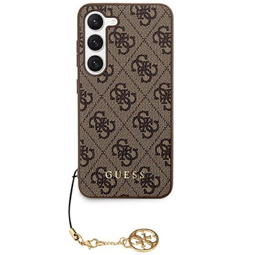 Eredeti kemény TPU tok Guess "Charms" Samsung Galaxy S24 készülékekhez - barna