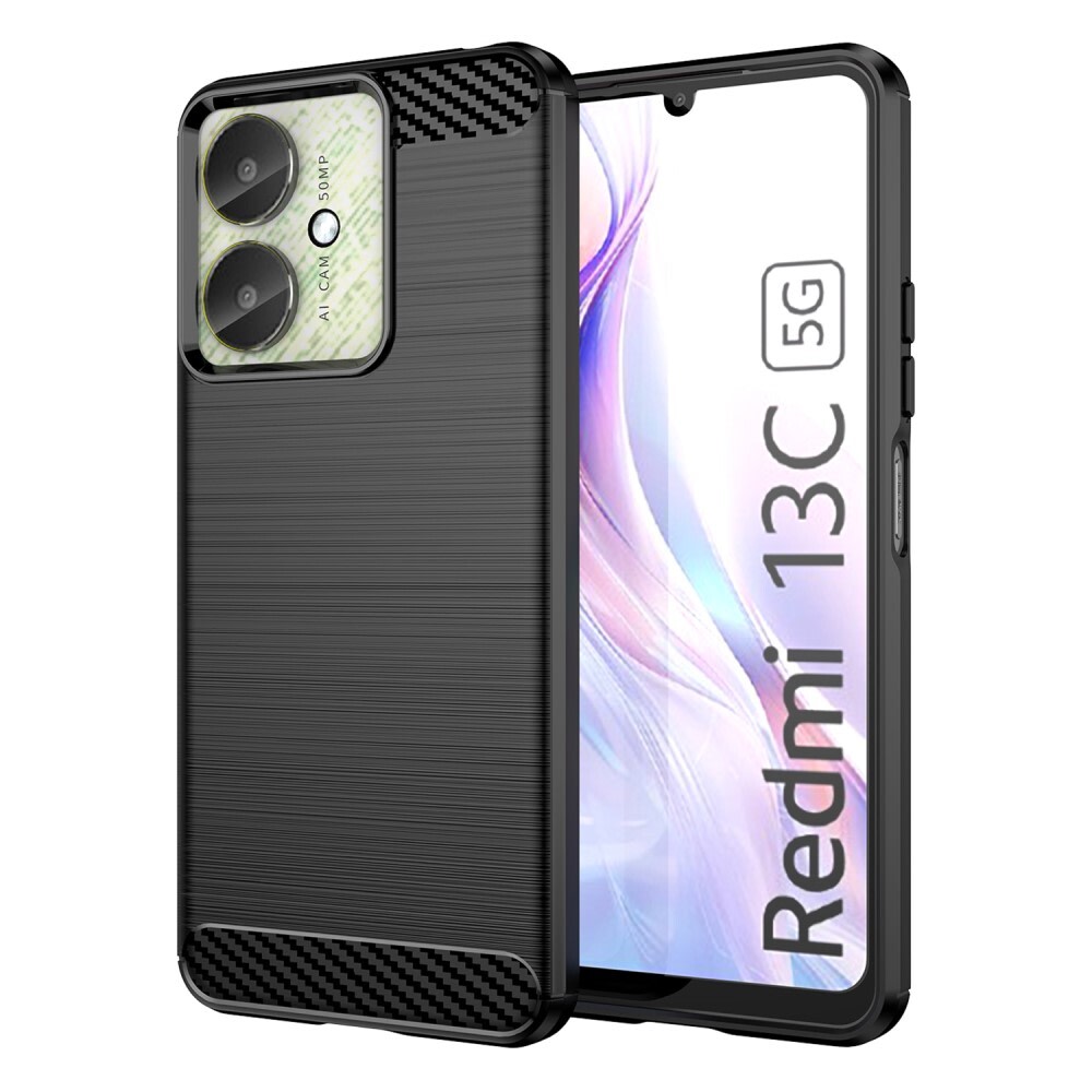 TPU gél tok "Brushed Carbon" Xiaomi Redmi 13C 4G / Redmi 13C 5G / Poco C65 készülékekhez - fekete