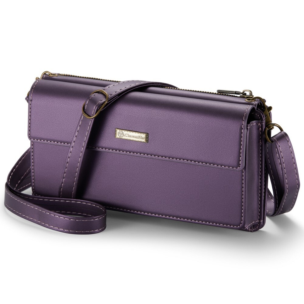 Női táska CaseMe "Crossbody" - elegáns táska okostelefonra, pénztárcára, kozmetikára és egyéb apró kiegészítőkre - lila