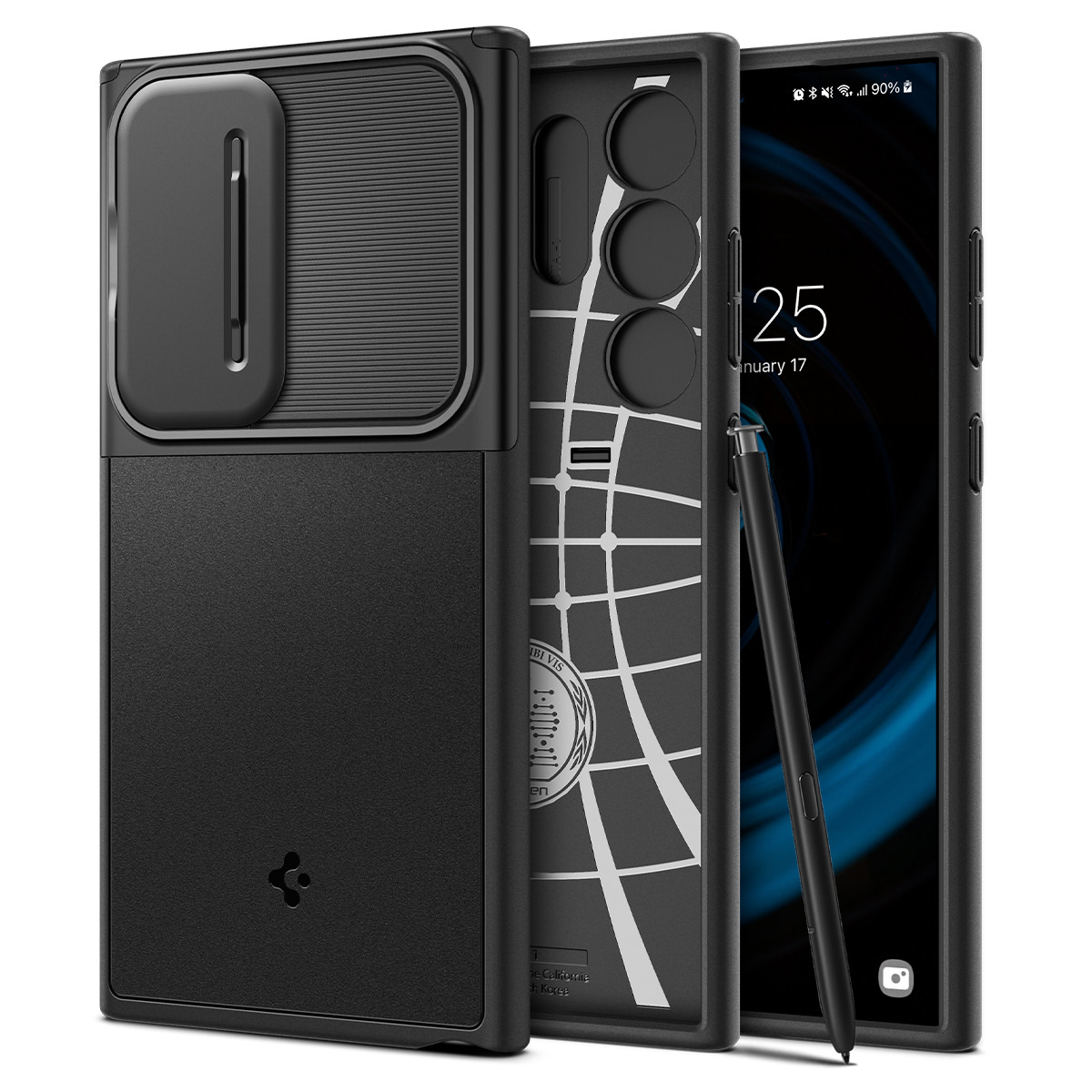 Tok Spigen "Optik Armor" Samsung Galaxy S24 Ultra készülékekhez - fekete
