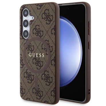 Eredeti kemény TPU tok Guess "4G Metal MagSafe Logo" Samsung Galaxy S24 készülékekhez - barna