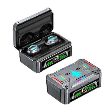 Bluetooth fülhallgató AirForce 5.3 RGB LED világítással, kiválló akkumulátorral és Power bank funkcióval - ash black