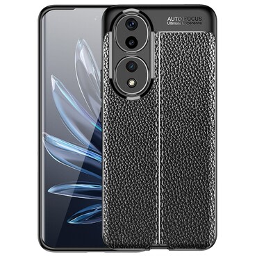 Elegáns gél tok Elite Guard bőr textúrával és extra védelemmel az oldalakon Honor 90 készülékekre - obsidian black