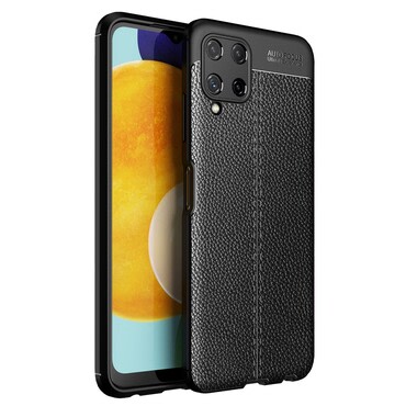Elegáns gél tok Elite Guard bőr textúrával és extra védelemmel az oldalakon Samsung Galaxy A22 készülékekre - obsidian black