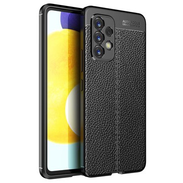 Elegáns gél tok Elite Guard bőr textúrával és extra védelemmel az oldalakon Samsung Galaxy A53 készülékekre - obsidian black