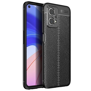 Elegáns gél tok Elite Guard bőr textúrával és extra védelemmel az oldalakon Realme 9 5G / 9 Pro készülékekre - obsidian black