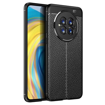 Elegáns gél tok Elite Guard bőr textúrával és extra védelemmel az oldalakon Huawei Mate 50 készülékekre - obsidian black
