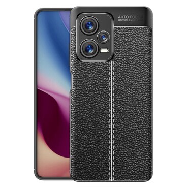 Elegáns gél tok Elite Guard bőr textúrával és extra védelemmel az oldalakon  Xiaomi Redmi Note 12 Pro Plus készülékekre - obsidian black