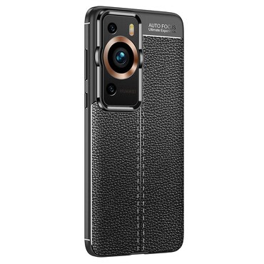 Elegáns gél tok Elite Guard bőr textúrával és extra védelemmel az oldalakon Huawei P60 / Huawei P60 Pro készülékekre - obsidian black