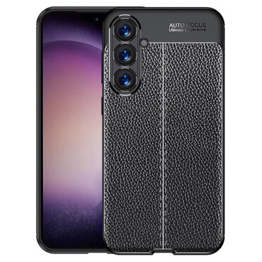 Elegáns gél tok Elite Guard bőr textúrával és extra védelemmel az oldalakon Samsung Galaxy S23 FE készülékekre - obsidian black