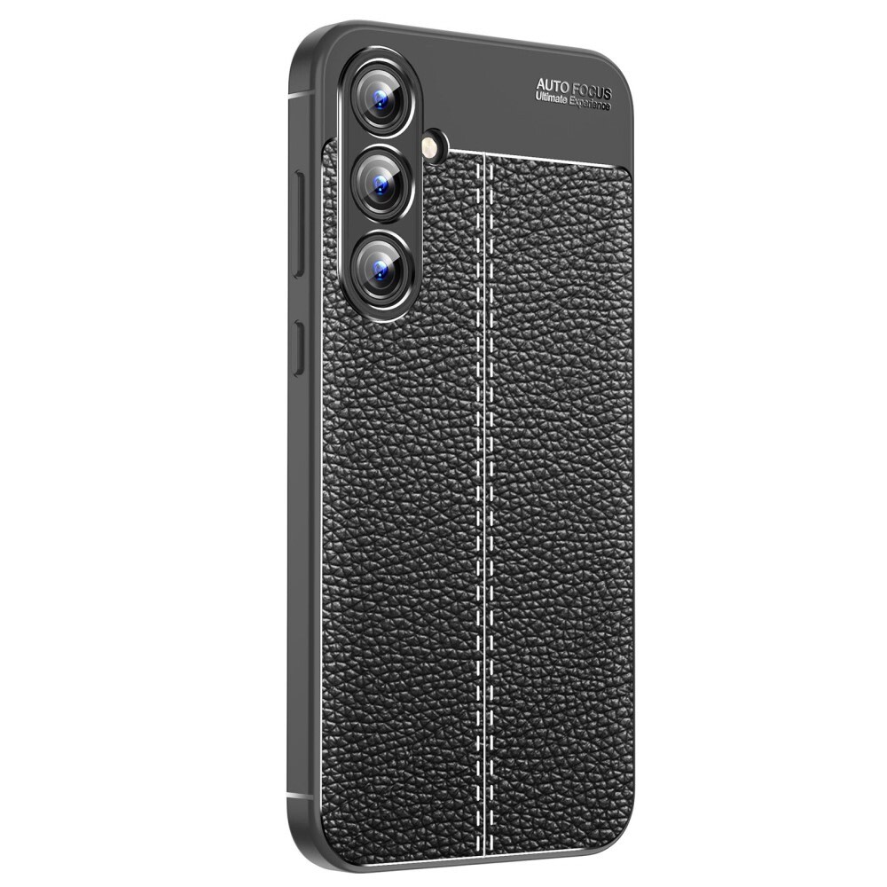 Elegáns gél tok Elite Guard bőr textúrával és extra védelemmel az oldalakon Samsung Galaxy A35 készülékekre - obsidian black