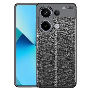Elegáns gél tok Elite Guard bőr textúrával és extra védelemmel az oldalakon Xiaomi Redmi Note 13 4G készülékekre - obsidian black