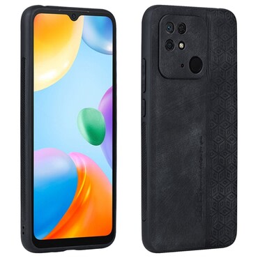 Prémium tok Cube Leather beépített hátsó kamera védelemmel Xiaomi Redmi 10C készülékekhez - graphite black