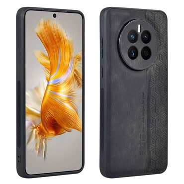 Prémium tok Cube Leather beépített hátsó kamera védelemmel Huawei Mate 50 készülékekhez - graphite black