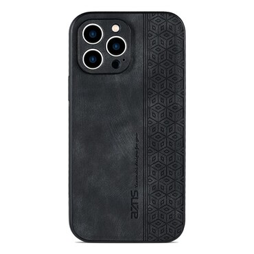Prémium tok Cube Leather beépített hátsó kamera védelemmel iPhone 15 Pro készülékekhez - graphite black