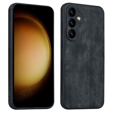 Prémium tok Cube Leather beépített hátsó kamera védelemmel Samsung Galaxy S23 FE készülékekhez - graphite black