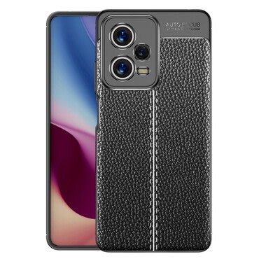 Elegáns gél tok Elite Guard bőr textúrával és extra védelemmel az oldalakon Xiaomi Redmi Note 12 Pro 5G készülékekre - obsidian black