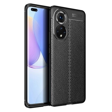 Elegáns gél tok Elite Guard bőr textúrával és extra védelemmel az oldalakon Huawei Nova 9 Pro készülékekre - obsidian black