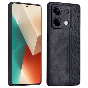 Prémium tok Cube Leather beépített hátsó kamera védelemmel Xiaomi Redmi Note 13 5G készülékekhez - graphite black