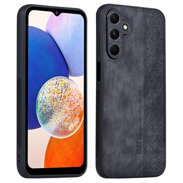 Prémium tok Cube Leather beépített hátsó kamera védelemmel Samsung Galaxy A15 készülékekhez - graphite black