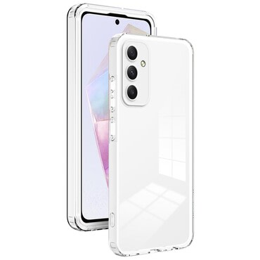 Hibrid tok beépített kamera védelemmel "Crystal Bumper" Samsung Galaxy A35 készülékekhez - metallic white