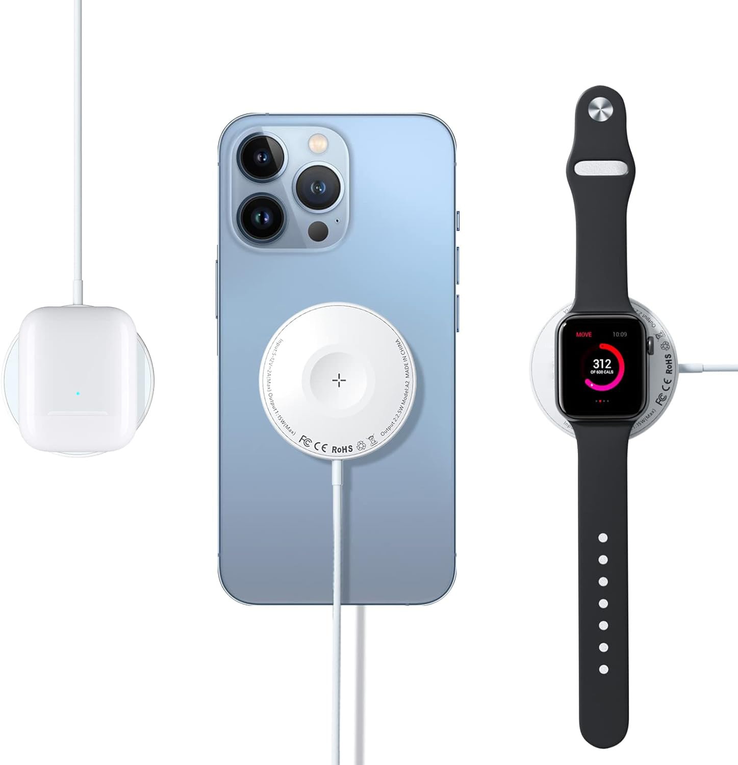 3in1 mágneses töltőállomás MagTech Trio 18W telefon, okosóra vagy fülhallgató vezeték nélküli töltésére