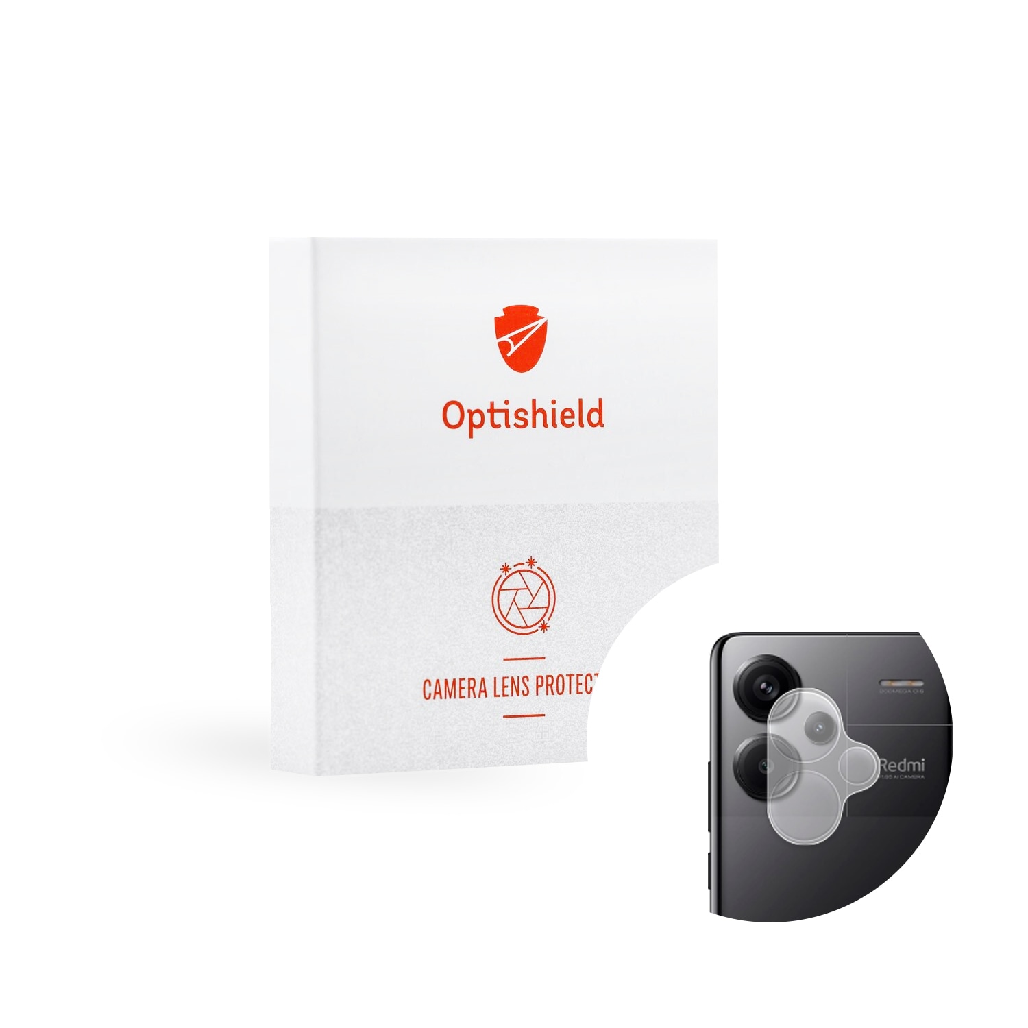 Optishield Pro csúcsminőségű üvegfólia hátsó kamerára Xiaomi Redmi Note 13 Pro Plus 5G készülékekhez