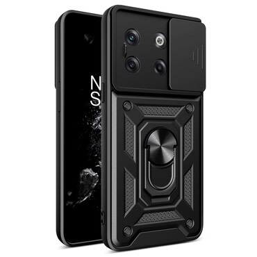 Strapabíró tok "MaX-Armor" gyűrűvel, fém lappal és hátsó kamera védelemmel OnePlus 10T készülékekhez - army black