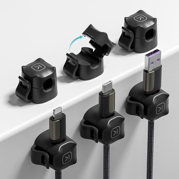 Hármas csomag "WireControl" rendszerező: kábelek rögzítéséhez minden felületre - obsidian black