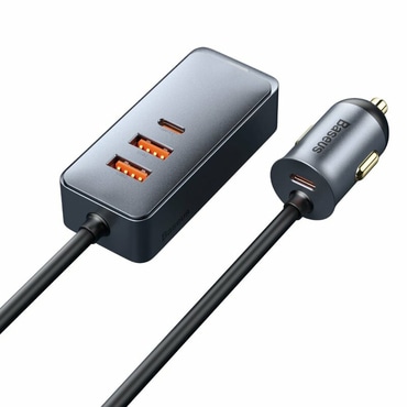 Ultra gyors autós töltő és hosszabbító Baseus "CCBT-A0G" két USB-A és két USB-C töltő kimenettel 120W - 1,5 m - fekete Ultra gyors autós töltő és hosszabbító Baseus "CCBT-A0G" két USB-A és két USB-C töltő kimenettel 120W - 1,5 m - fekete