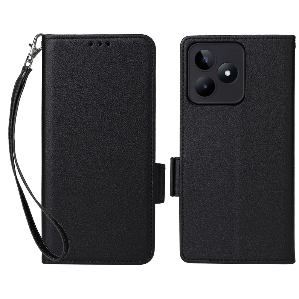 Nyitható tok "Litchi Wallet" Realme Note 50 készülékekhez - fekete