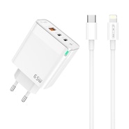 Fali töltő adapter Triple-GaN 65W - két USB-C PD és USB-A QC 3.0 kimenettel és GaN technológiával - Több kombináció! Fali töltő adapter Triple-GaN 65W - két USB-C PD és USB-A QC 3.0 kimenettel és GaN technológiával - Több kombináció!