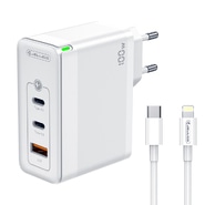 Fali töltő adapter Triple-GaN 100W - két USB-C PD és USB-A QC 3.0 kimenettel és GaN technológiával - Több kombináció!