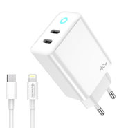 Fali töltő adapter Ice GaN 40W - két USB-C kimenettel, PD gyorstöltéssel és GaN technológiával - Több kombináció Fali töltő adapter Ice GaN 40W - két USB-C kimenettel, PD gyorstöltéssel és GaN technológiával - Több kombináció
