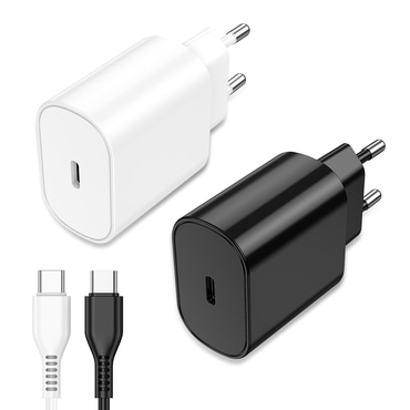 Fali töltő adapter PowerBlitz PD 25W USB-C kimenettel és gyorstöltéssel - Több kombináció