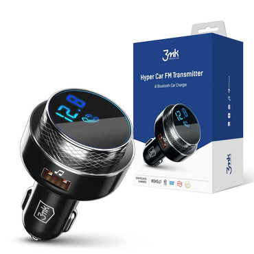 Autós töltő és FM Bluetooth vevő "HyperCar" 30 W USB-A kimenettel és microSD kártya nyílással Autós töltő és FM Bluetooth vevő "HyperCar" 30 W USB-A kimenettel és microSD kártya nyílással
