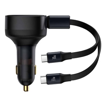 Gyors autós töltő Baseus "C00035500111-00" 33W, két USB-C kábellel - 75 cm - fekete Gyors autós töltő Baseus "C00035500111-00" 33W, két USB-C kábellel - 75 cm - fekete