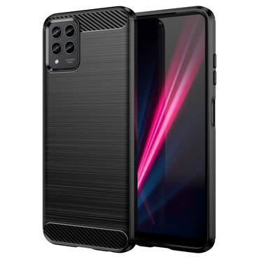 TPU gél tok "Brushed Carbon" Telekom T Phone Pro / REVVL 6 Pro készülékekhez - fekete