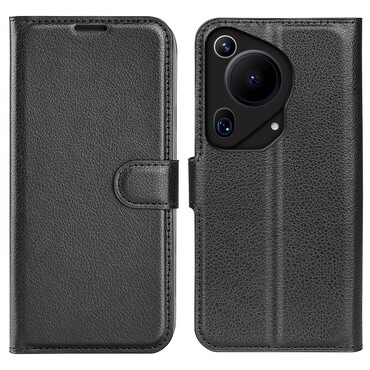 Nyitható tok "Litchi" Huawei Pura 70 Ultra készülékekhez - fekete
