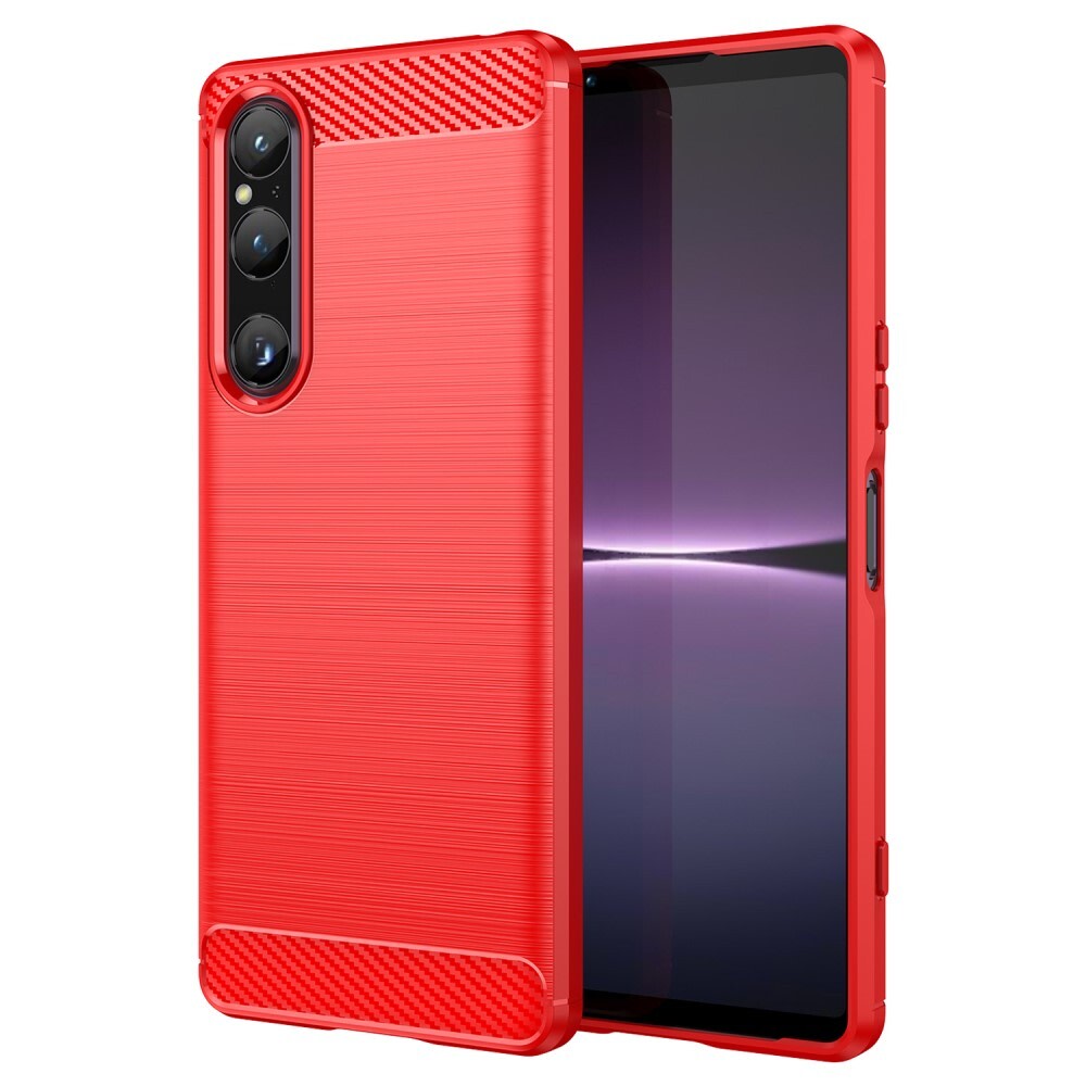 TPU gél tok "Brushed Carbon" Sony Xperia 1 V készülékekhez - piros