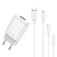 Fali töltő adapter EuroCharge 12W - gyors töltő USB-A kimenettel - Több kombináció Fali töltő adapter EuroCharge 12W - gyors töltő USB-A kimenettel - Több kombináció