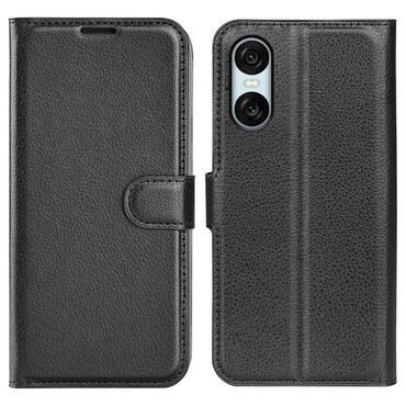 Nyitható tok "Litchi" Sony Xperia 10 VI készülékekhez - fekete