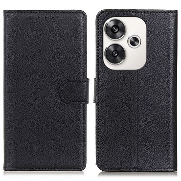 Nyitható tok "Litchi" Xiaomi Poco F6 készülékekhez - fekete