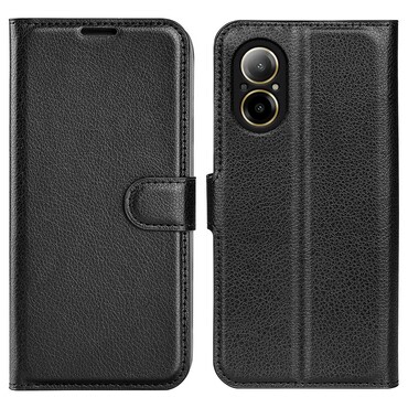 Nyitható tok "Litchi" Realme C67 4G készülékekhez - fekete