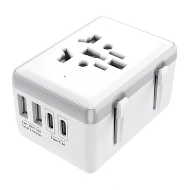Techsuit "HHT204A" utazó adapter 4 az 1-ben 2x USB-vel, 2x Type-C kimenettel - fehér