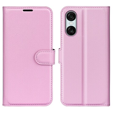 Nyitható tok "Litchi" Sony Xperia 10 VI készülékekhez - rózsaszín