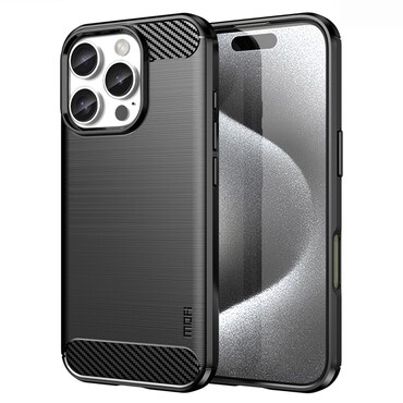 TPU gél tok "Brushed Carbon" iPhone 16 Pro Max készülékekhez - fekete