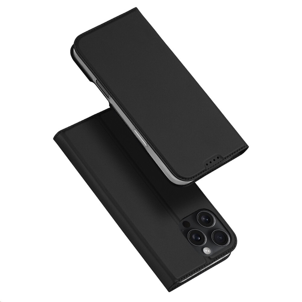 Nyitható tok "Skin" iPhone 16 Pro készülékekhez - fekete