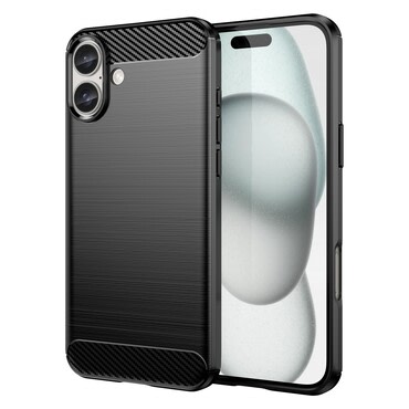TPU gél tok "Brushed Carbon" iPhone 16 Plus készülékekhez - fekete